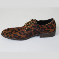 Mens Shoes Fiesso By Aurelio Garcia Pony hair Leopard Double Buckle Fi3142 Brown - J.Valintin Men's Wear Legend - 2437