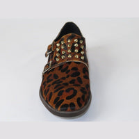 Mens Shoes Fiesso By Aurelio Garcia Pony hair Leopard Double Buckle Fi3142 Brown - J.Valintin Men's Wear Legend - 2437