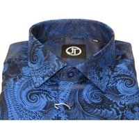 Men's Silky Paisley Floral Shirt By JT Milano AVM Turkey Slim Fit 6002 - 34 Royal Blue - J.Valintin Men's Wear Legend - 6002 - 34 Royal - M