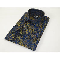 Men's Silky Paisley Floral Shirt By JT Milano AVM Turkey Slim Fit 6006 - 33 Navy - J.Valintin Men's Wear Legend - 6006 - 33 Navy - M