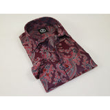 Men's Silky Paisley Floral Shirt By JT Milano AVM Turkey Slim Fit 6008 - 52 Burgundy - J.Valintin Men's Wear Legend - 6008 - 52 Burg - M