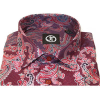 Men's Silky Paisley Floral Shirt By JT Milano AVM Turkey Slim Fit 6008 - 52 Burgundy - J.Valintin Men's Wear Legend - 6008 - 52 Burg - M