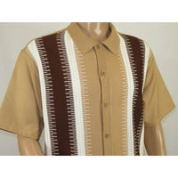 Men's Silversilk 2pc Walking Leisure Matching Suit Italian Woven Knits 71044 Tan - J.Valintin Men's Wear Legend - 71044 - Tan - M