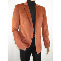 Men's Soft Velvet Sport Coat Jacket by BASSIRI Leonardi J1042 Cognac - J.Valintin Men's Wear Legend - 92630