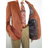 Men's Soft Velvet Sport Coat Jacket by BASSIRI Leonardi J1042 Cognac - J.Valintin Men's Wear Legend - 92630