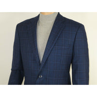 Men's Soft Wool Sport Coat English Plaid Window Pane 556 - 4 Navy Blue Renoir - J.Valintin Men's Wear Legend - 92566