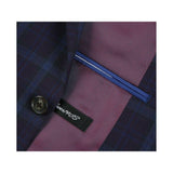 Men's Soft Wool Sport Coat English Plaid Window Pane 556 - 7 Plum Blue Renoir - J.Valintin Men's Wear Legend - 19146