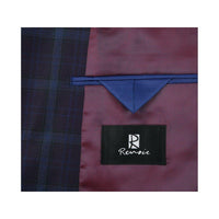 Men's Soft Wool Sport Coat English Plaid Window Pane 556 - 7 Plum Blue Renoir - J.Valintin Men's Wear Legend - 19146