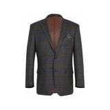 Men's Soft Wool Sport Coat English Plaid Window Pane 556 - 9 Brown Blue Renoir - J.Valintin Men's Wear Legend - 19129