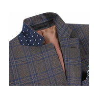 Men's Soft Wool Sport Coat English Plaid Window Pane 556 - 9 Brown Blue Renoir - J.Valintin Men's Wear Legend - 19129