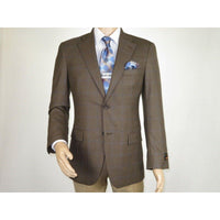 Mens sport Coat APOLLO KING Window Pane 100% Wool super 150's C14 Brown Coffee - J.Valintin Men's Wear Legend - 21808