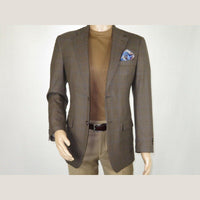 Mens sport Coat APOLLO KING Window Pane 100% Wool super 150's C14 Brown Coffee - J.Valintin Men's Wear Legend - 21808