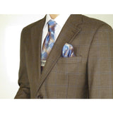 Mens sport Coat APOLLO KING Window Pane 100% Wool super 150's C14 Brown Coffee - J.Valintin Men's Wear Legend - 21808