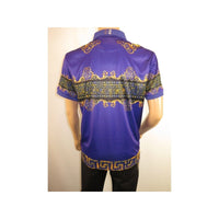 Men's Sports Polo Shirt Barocco Fashion Printed Short Sleeves Soft BSP612 Indigo - J.Valintin Men's Wear Legend - 99425