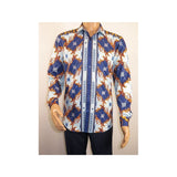 Men's Sports Shirt By Barocco Fashion Printed Long Sleeves Soft Feel ERS401 Blue - J.Valintin Men's Wear Legend - 99442