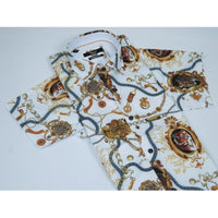 Men's Sports Shirt by MIZUMI Medallion Floral Printed Short Sleeves M648 White - J.Valintin Men's Wear Legend - 99146