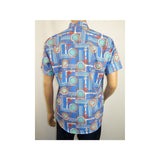 Men's Sports Shirt by MIZUMI Medallion Printed Soft Feel Short Sleeves M646 Blue - J.Valintin Men's Wear Legend - 99150