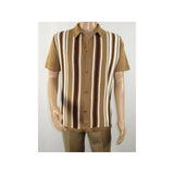 Mens Stacy Adams Italian Style Knit Woven Shirt Short Sleeves 3109 Cafe Brown - J.Valintin Men's Wear Legend - 94918