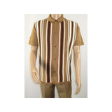 Mens Stacy Adams Italian Style Knit Woven Shirt Short Sleeves 3109 Cafe Brown - J.Valintin Men's Wear Legend - 94918