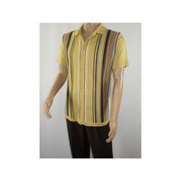 Mens Stacy Adams Italian Style Knit Woven Shirt Short Sleeves 3112 Honey Beige - J.Valintin Men's Wear Legend - 94882