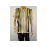 Mens Stacy Adams Italian Style Knit Woven Shirt Short Sleeves 3112 Honey Beige - J.Valintin Men's Wear Legend - 94882