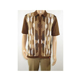 Mens Stacy Adams Italian Style Knit Woven Shirt Short Sleeves 3117 Brick Brown - J.Valintin Men's Wear Legend - 94846