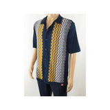 Mens Stacy Adams Italian Style Knit Woven Shirt Short Sleeves 3118 Navy Blue - J.Valintin Men's Wear Legend - 94858