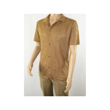 Mens Stacy Adams Italian Style Knit Woven Shirt Short Sleeves 3128 Cafe Brown - J.Valintin Men's Wear Legend - 94894