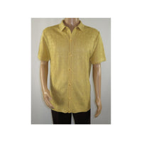 Mens Stacy Adams Italian Style Knit Woven Shirt Short Sleeves 3128 Honey Beige - J.Valintin Men's Wear Legend - 94906