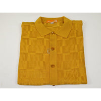 Mens Stacy Adams Italian Style Knit Woven Shirt Short Sleeves 71010 Gold - J.Valintin Men's Wear Legend - 71010 - Gold - M