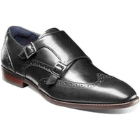 Men's Stacy Adams Karson Wingtip Double Monk Strap Shoes Leather Black 25570 - 001 - J.Valintin Men's Wear Legend - 25570 - 001_7_M