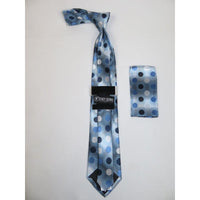 Men's Stacy Adams Necktie and Hankie Set Fancy Design Silky Look SAT10 Blue - J.Valintin Men's Wear Legend - sat10