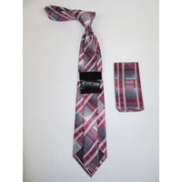 Men's Stacy Adams Necktie and Hankie Set Fancy Design Silky Look SAT22 Red - J.Valintin Men's Wear Legend - sat22