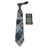 Men's Stacy Adams Necktie and Hankie Set Fancy Design Silky Look SAT29 Plaid - J.Valintin Men's Wear Legend - sat29