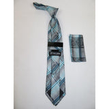 Men's Stacy Adams Necktie and Hankie Set Fancy Design Silky Look SAT3 Teal - J.Valintin Men's Wear Legend - sat3