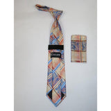 Men's Stacy Adams Necktie and Hankie Set Fancy Design Silky Look SAT31 Blue - J.Valintin Men's Wear Legend - sat31