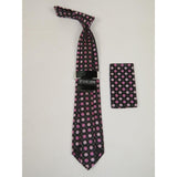 Men's Stacy Adams Necktie and Hankie Set Fancy Design Silky Look SAT33 Pink - J.Valintin Men's Wear Legend - sat33