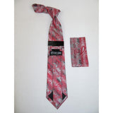 Men's Stacy Adams Necktie and Hankie Set Fancy Design Silky Look SAT44 Red - J.Valintin Men's Wear Legend - sat44