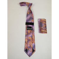 Men's Stacy Adams Necktie and Hankie Set Fancy Design Silky Look SAT5 Lilac - J.Valintin Men's Wear Legend - sat5