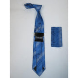 Men's Stacy Adams Necktie and Hankie Set Fancy Design Silky Look SAT51 Blue - J.Valintin Men's Wear Legend - sat51