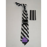 Men's Stacy Adams Tie and Hankie Set Woven Design #Stacy38 Black Silver - J.Valintin Men's Wear Legend - 117