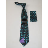 Men's Stacy Adams Tie and Hankie Set Woven Silky Fabric #Stacy1 Teal Polka - J.Valintin Men's Wear Legend - 73