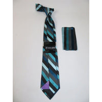 Men's Stacy Adams Tie and Hankie Set Woven Silky Fabric #Stacy48 Teal - J.Valintin Men's Wear Legend - 127