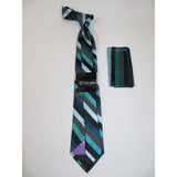 Men's Stacy Adams Tie and Hankie Set Woven Silky Fabric #Stacy48 Teal - J.Valintin Men's Wear Legend - 127