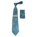 Men's Stacy Adams Tie and Hankie Set Woven Silky Fabric #Stacy77 Teal - J.Valintin Men's Wear Legend - 156