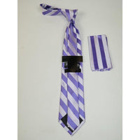 Men's Stacy Adams Tie and Hankie Set Woven Silky #St39 Lavender Stripe - J.Valintin Men's Wear Legend - 24840