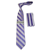 Men's Stacy Adams Tie and Hankie Set Woven Silky #St39 Lavender Stripe - J.Valintin Men's Wear Legend - 24840