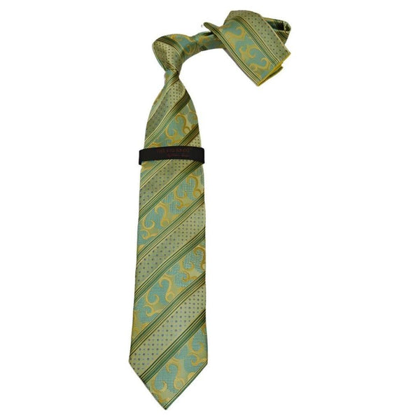 Mens Steven Land 100% Woven Silk Big Knot Tie and Hankie Set BW2426 - 06 Green - J.Valintin Men's Wear Legend - BW2426 - 06