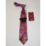 Mens Steven Land 100% Woven Silk Big Knot Tie and Hankie Set BW252,11 Pink Multi - J.Valintin Men's Wear Legend - 100021