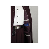 Mens Suit Apollo King Banded Collarless Chinese Mandarin Wide Leg AG96 Burgundy - J.Valintin Men's Wear Legend - 72937